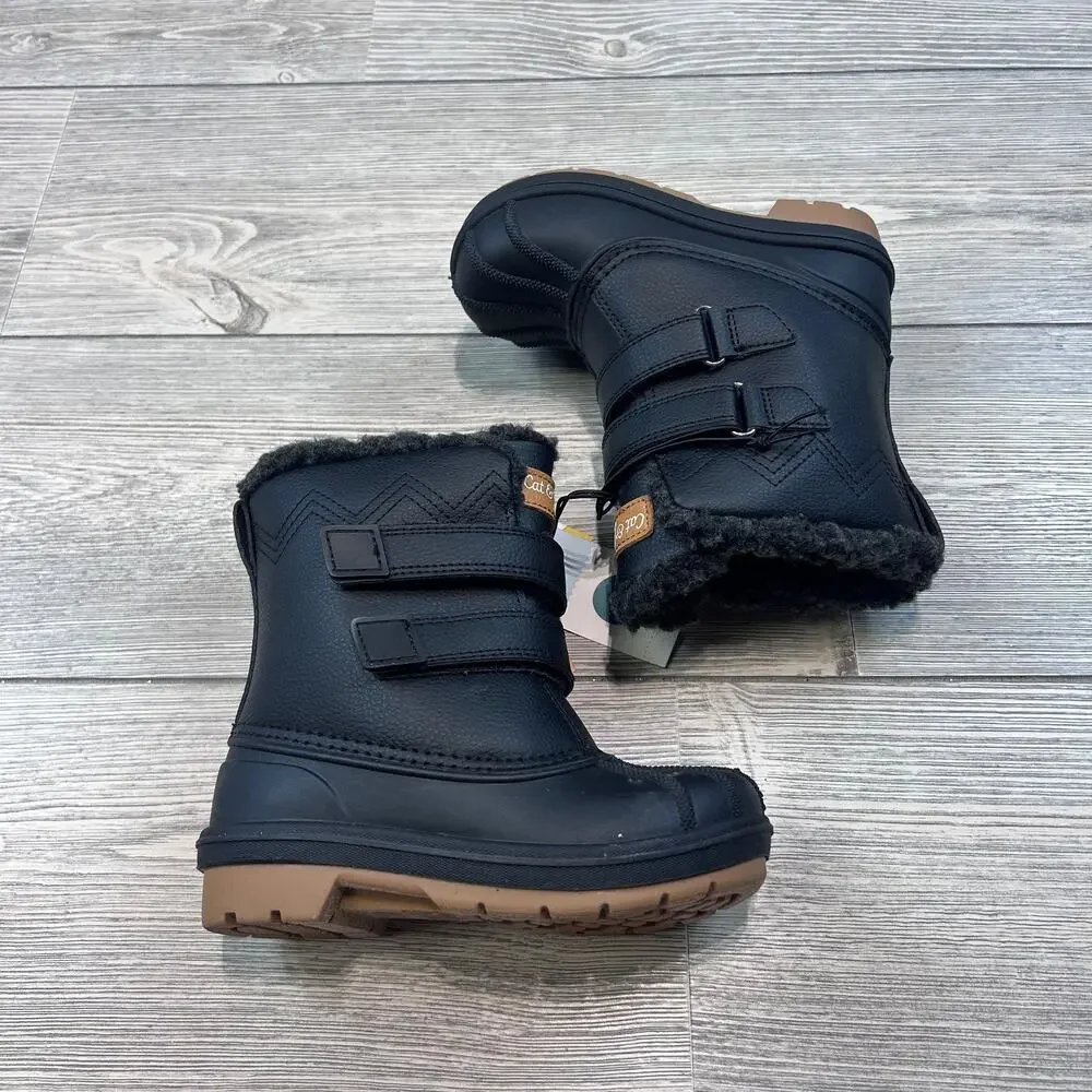 Cat & Jack Toddler Faux Fur Winter Boots Waterproof Black 9 NWT